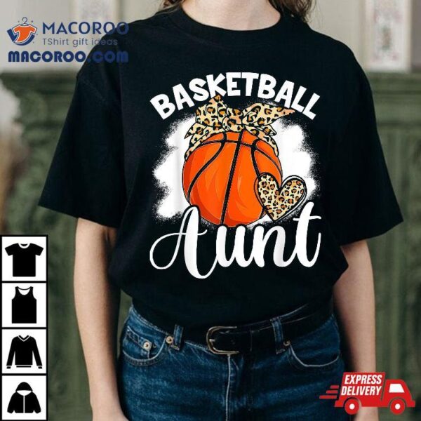 Basketball Aunt Leopard Heart Auntie Funny Mother’s Day Shirt