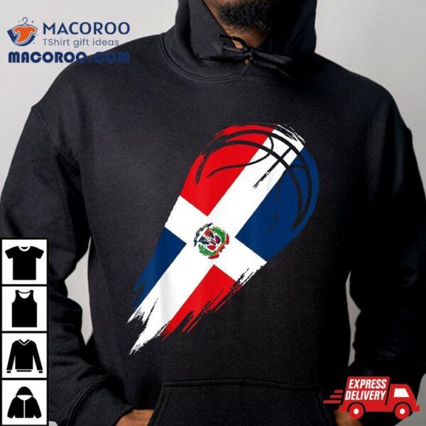 Basketball With Flag Of Patriotic Dominican Republic Shirt