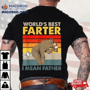 Bear World Best Farter I Mean Father Drinking Beer Tshirt