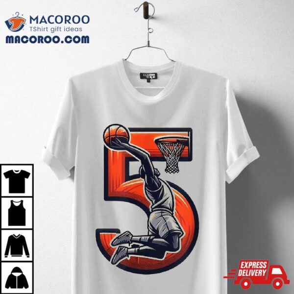 Birthday Boy 5 Five Basketball 5th Party Shirt