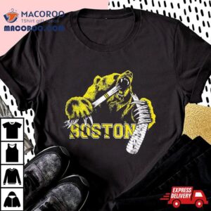 Boston Ice Hockey Bear Breaking Stick Logo Tshirt