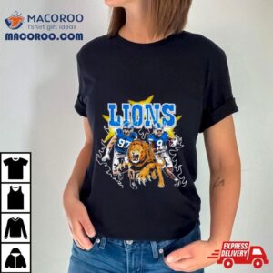 Burning Flame Detroit Football Lions Running Players Tshirt