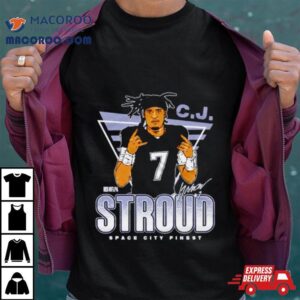 C J Stroud Houston Space City Finest Football Signature Tshirt