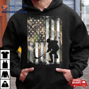 Camo Us Flag Ice Hockey Vintage Patriotic Player Goalie Shirt