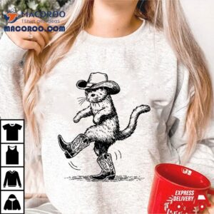 Cute Cat With Cowboy Hat Amp Boots Cowgirl Western Country Tshirt