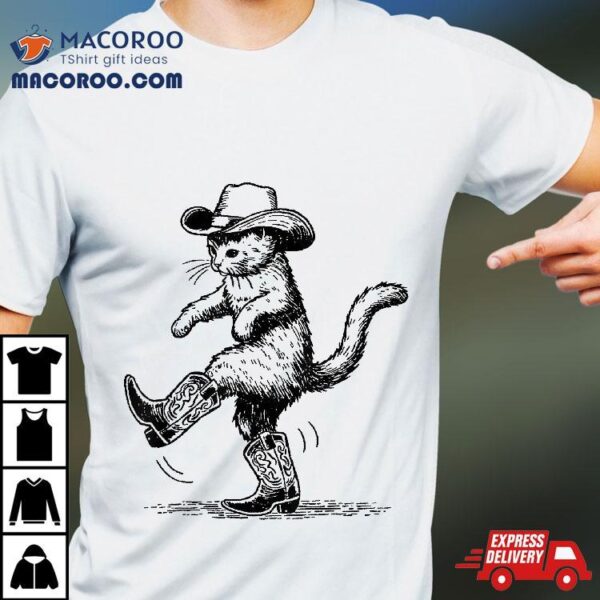 Cute Cat With Cowboy Hat & Boots Cowgirl Western Country Shirt