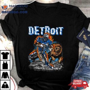 Detroit Lions Barry Sanders Skeleton And Mascot Tshirt