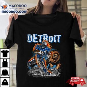 Detroit Lions Barry Sanders Skeleton And Mascot Tshirt