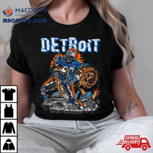 Detroit Lions Barry Sanders Skeleton And Mascot Tshirt