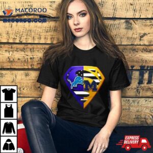 Diamond Detroit Lions And Michigan Wolverines Superman Logo Shirt