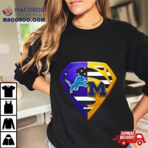 Diamond Detroit Lions And Michigan Wolverines Superman Logo Tshirt