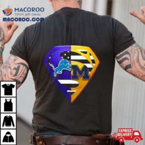 Diamond Detroit Lions And Michigan Wolverines Superman Logo Tshirt