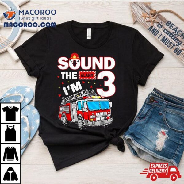 Fire Truck 3 Year Old Firefighter 3rd Birthday Boy Kids Shirt