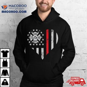 Firefighter Love Thin Red Line Heart 4th Of July Usa Flag Shirt