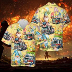 Firefighter Truck Easter Day Hawaiian Shirt
