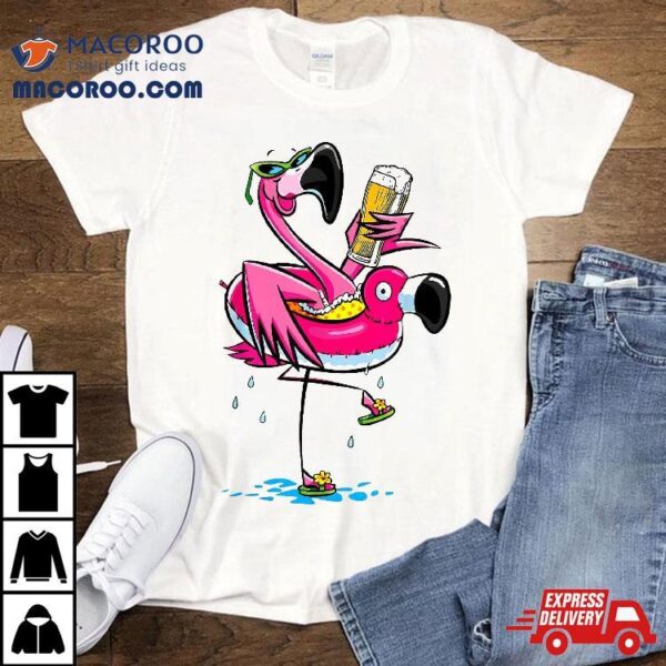 Flamingo Drinking Beer Summer Tshirt Funny Lover Gifts