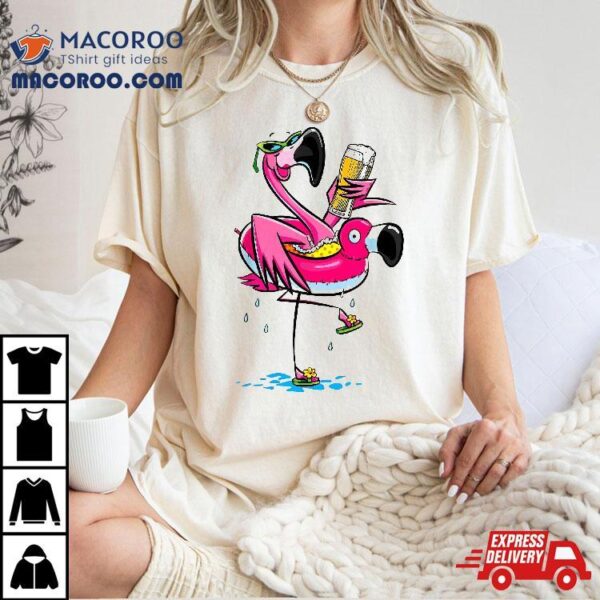 Flamingo Drinking Beer Summer Tshirt Funny Lover Gifts