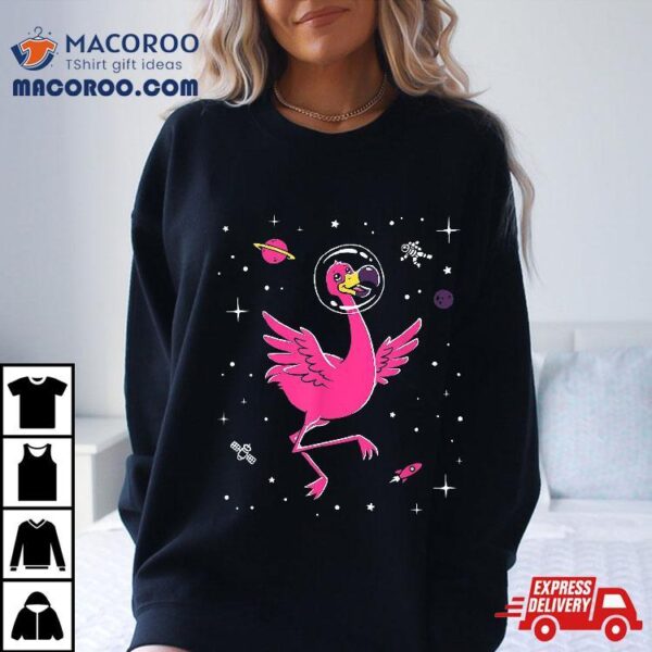 Flamingo In Space Shirt – Cute Cartoon Bird Tee