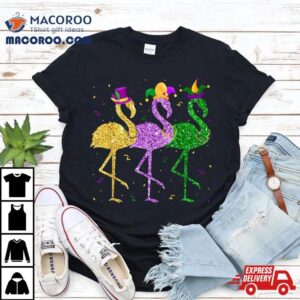 Flamingo Mardi Gras Funny Mask Beads Carnival Party Festival Shirt