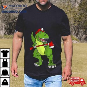 Funny Fireman Gift Firefighter Dinosaur Tshirt