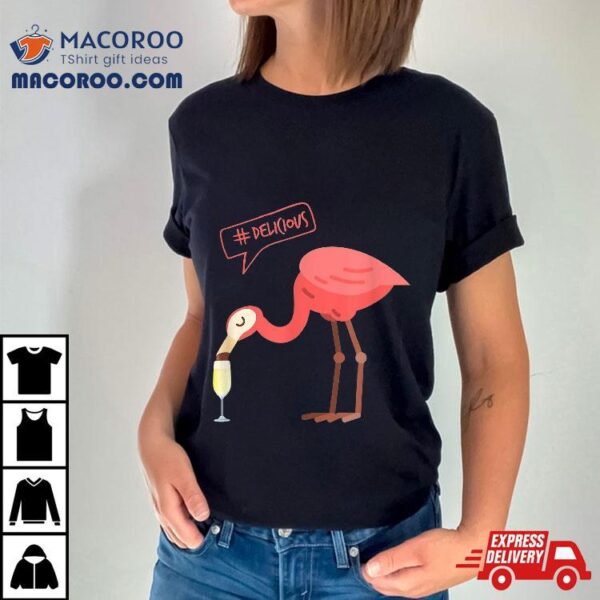 Funny Flamingo Drinking Champagne Shirt