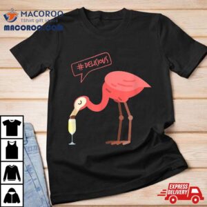 Funny Flamingo Drinking Champagne Tshirt