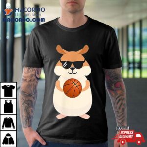 Funny Hamster Wearing Sunglasses Playing Basketball Shirt