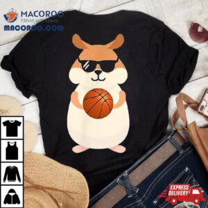 Funny Hamster Wearing Sunglasses Playing Basketball Tshirt