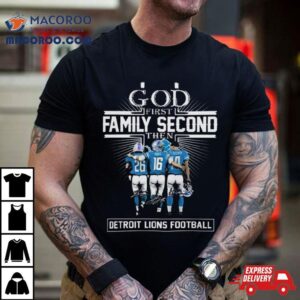 God First Family Second Then Detroit Lions Hutchinson Goff And St Brown Signatures Tshirt