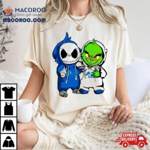 Grinch And Jack Skellington Detroit Lions Fan Tshirt