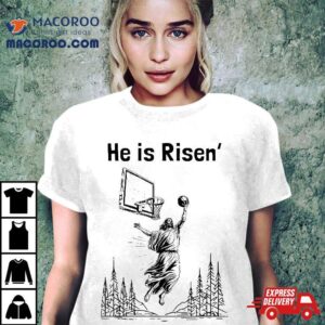 He Is Rizzin Funny Easter Jesus Playing Basketball Boys Kids Tshirt