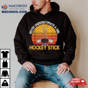 Ice Hockey For Girls Player Stick Retro Tshirt