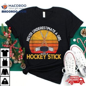 Ice Hockey For Girls Player Stick Retro Shirt