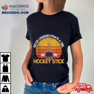 Ice Hockey For Girls Player Stick Retro Tshirt