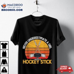 Ice Hockey For Girls Player Stick Retro Tshirt