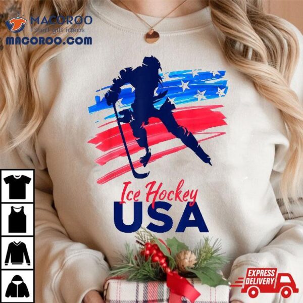 Ice Hockey Usa Support The Team Tshirt Flag Lover Shirt