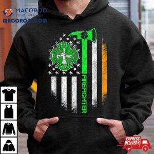 Irish American Flag Firefighter Usa Shamrock St Patricks Tshirt