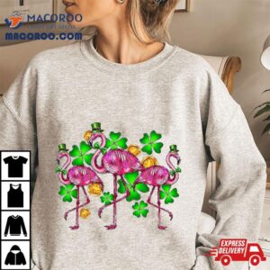 Irish Flamingo St Patricks Day Bird Animal Kids Girls Shirt