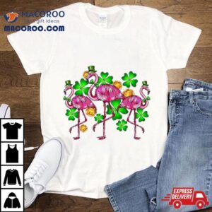 Irish Flamingo St Patricks Day Bird Animal Kids Girls Tshirt