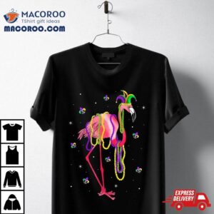 Jester Pink Flamingo Bird Animal Cute Mardi Gras Carnival Shirt