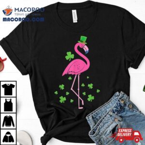 Kid’s Pink Flamingo St Patricks Day Shamrock Wo Shirt