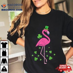 Kid’s Pink Flamingo St Patricks Day Shamrock Wo Shirt