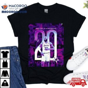 Lebron James Los Angeles Lakers The Only Player In Nba History With Twenty All Star Selections Tshirt