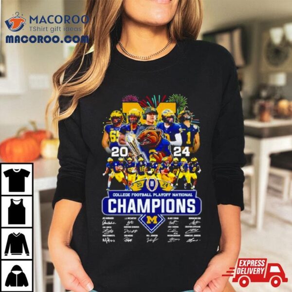 Michigan Wolverines 2024 Cfp National Champions Signatures Shirt