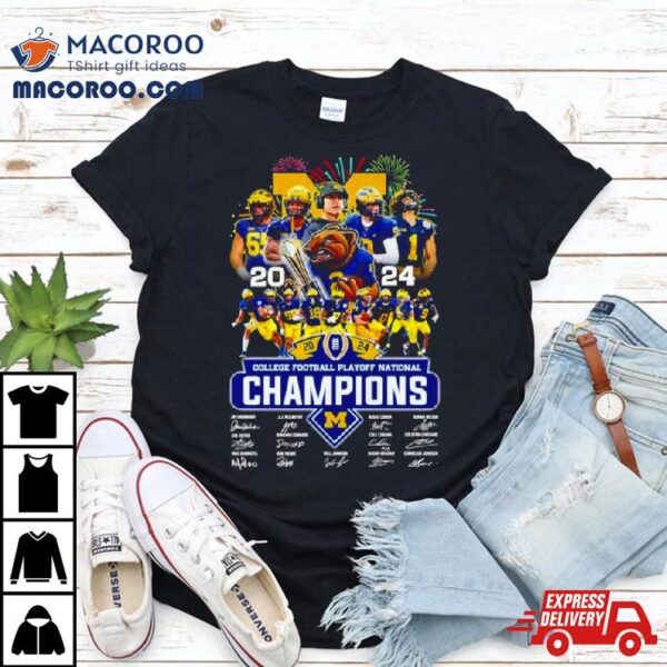 Michigan Wolverines 2024 Cfp National Champions Signatures Shirt