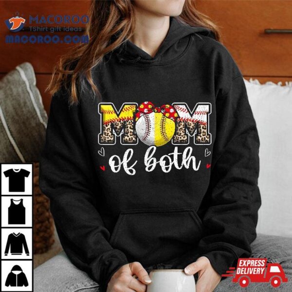 Mom Of Both Leopard Game Day Baseball Softball Mother’s Shirt