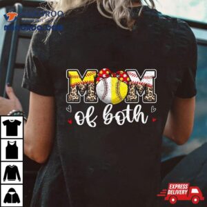 Mom Of Both Leopard Game Day Baseball Softball Mother’s Shirt