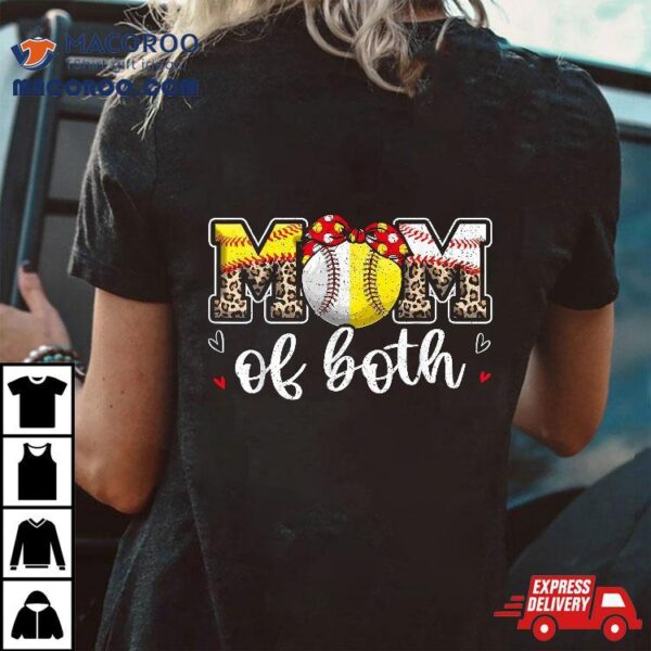 Mom Of Both Leopard Game Day Baseball Softball Mother’s Shirt