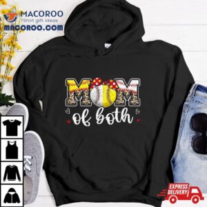 Mom Of Both Leopard Game Day Baseball Softball Mother S Tshirt