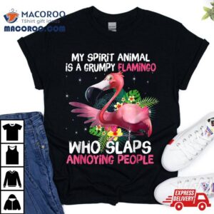 My Spirit Animal Is A Grumpy Flamingo Who Slaps Annoying Tshirt